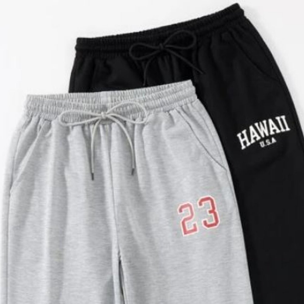 BN - 2pcs Letter Graphic Drawstring Waist Sweatpants